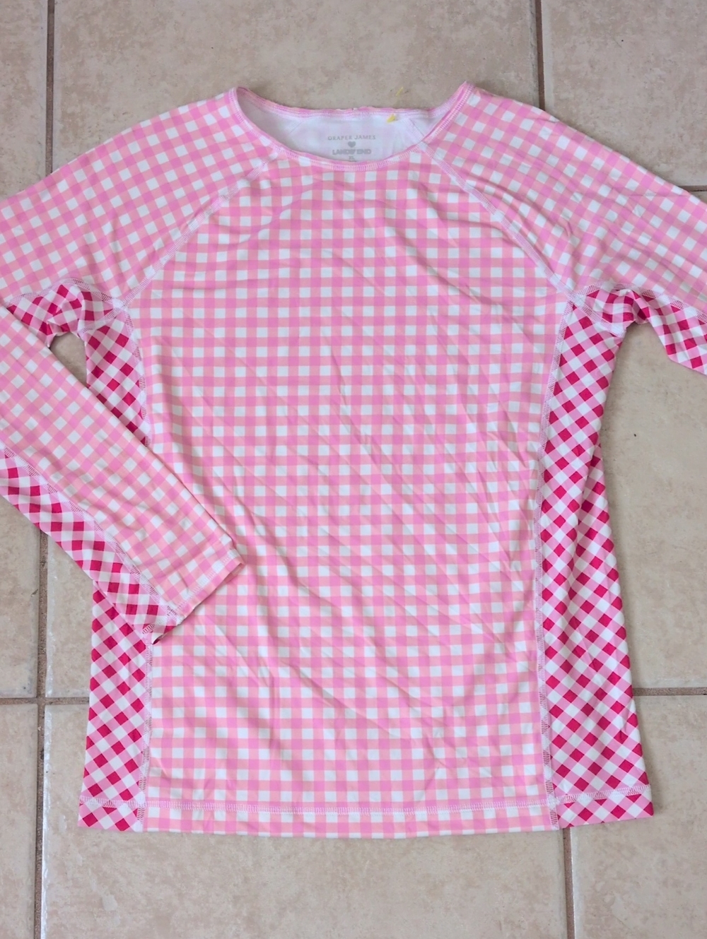 Draper James X Lands End Pink Gingham Long Sleeve Tunic Size XL